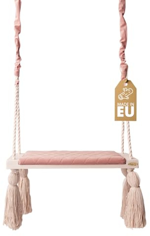 Create for you® Baby Schaukel Indoor, Große Kinderschaukel Holz, Schaukel Baby, Babyschaukel Türrahmen, Holzschaukel für die Deckenmontage, höhenverstellbar, 58x25x4 cm, Farbe Rosa