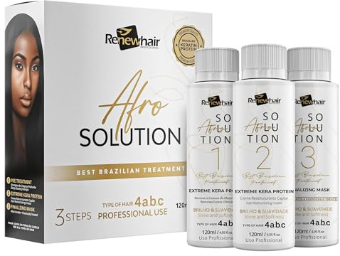 Brazilian Afro Smoothing System – Texture Release 3x120ml Set | Hair Straightening & Curl Release Treatment | Smooths, Softens, Strengthens | Vegan & Formaldehyde-Free