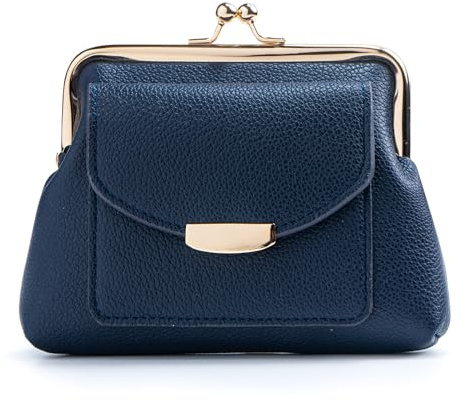 Lavogel Coin Purse With Credit Card Slot, Kiss Lock Coin Purse for Women, Large Capacity Coin Pouch, Change Purse Cute Car Coin Holder for Women(2-Blue)