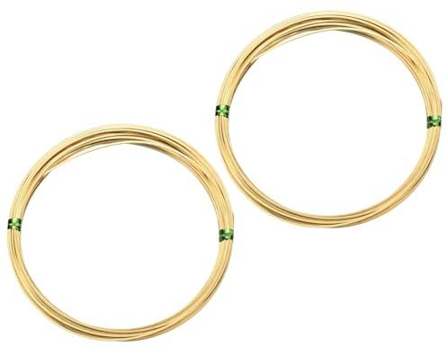PATIKIL Alambre de Latón Semiduro 2 Rollos 22Ga/0.6x0.6mm Diámetro Y 6m/19.69Ft Longitud Alambre Cuadrado Flexible para Joyería Fabricación Pendientes Envoltura de Cuentas Latón