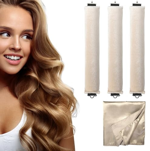 Dunjot Heatless Curling Rod Headband, No Heat Curling Headband for Long Hair and Short hair,Overnight Heatless Curls Headband (beige)