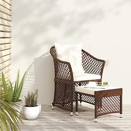 DYRJDJWIDHW gartenmöbel Rattan wetterfest,gartenliege wetterfest,2-TLG. Garten-Lounge-Set mit Kissen Braun Poly RattanGeeignet für Garten, Swimmingpool, Wohnzimmer, Terrasse