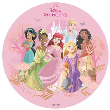Dekora, Disney PrincessEdible Cake Topper, Decoration for Children's Birthday Cake, Round Wafer Disc 20 CM