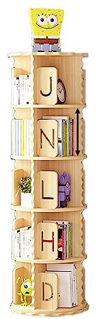 Bücherturm Freistehend Stehendes Bücherregal aus Holz, um 360° drehbares Bücherregal, mehrschichtiges Bücherregal für Bücherregale im Wohnzimmer zu Hause, um Platz zu sparen perfekte Darstellung