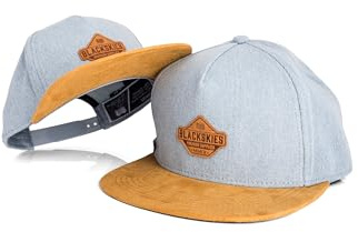 Blackskies® Essentials Snapback Cap Set De 2 Padres E Hijos Look A Juego Gorra De Béisbol Regalo Mini-Me Basecap Papá-Hijo Y Mamá-Hija Celeste-Marrón - 49-54 cm