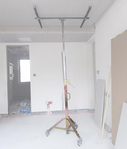 plattenheber rigips 3 m 3,5 m 4 m Höhenhebebühne für Trockenbauplatten – zusammenklappbarer Sheetrock-Lift mit rollenden Lenkrollen, Tragkraft 110 lbs – Rollhebebühne für Trockenbauplatten für Heimwer