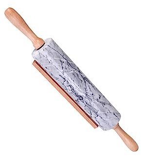 Ciieeo Rouleau À Pâtisserie en Marbre avec Manche en Bois pour Pâtisserie Et Pâtisserie Maison