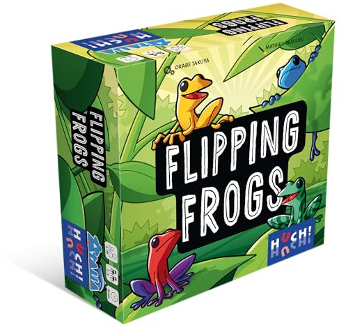 HUCH! | Flipping Frogs | Familjespel från 8 år | Strategiskt brädspel för 2–4 spelare | Spännande mekanik med groda och ormplattor | 20 minuters speltid