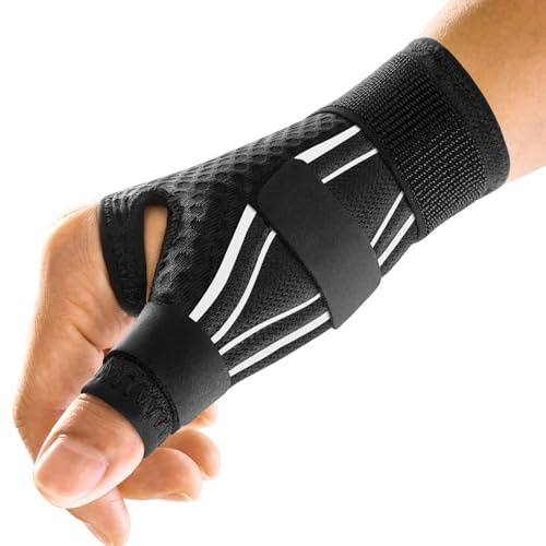 FREETOO Ergonomische Daumenbandage Rechts und Links, Atmungsaktive und Weiche Daumenschiene, Daumenorthese bei Arthrose, Sehnenscheidenentzündung, Schnapdaumen, Damen und Herren, XS, Schwarz/Weiß