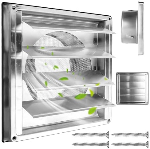 Grille d'aération en acier inoxydable 125 mm : clapet anti-retour Grille de protection contre les intempéries avec moustiquaire Grille d'aération pour tuyau de ventilation 125 mm Grille d'aération
