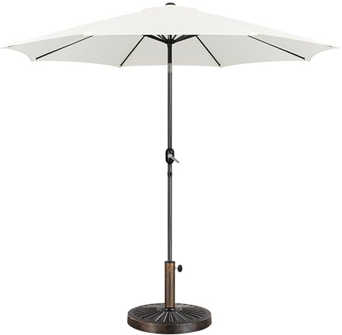 Yaheetech Parasol de Jardin 300cm/327cm avec Pied 14 KG, Inclinable Extérieur, Cadre en Métal, Protection Solaire pour Terrasse, Patio, Piscine, Plage, Balcon