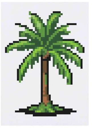 'Pixel Art Palm Tree' Temporary Tattoo - Water Resistant, Skin-Safe, Non-Toxic Transfer (TO00068469)