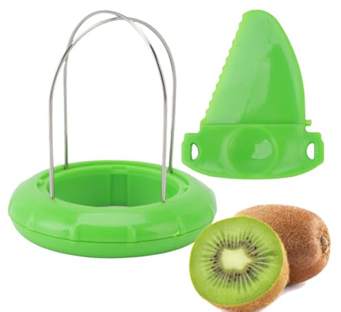 Majatou Obst Kiwi Schneider, Kiwi Fruchtschaler, 2 in 1 Kiwi Cutter Peeler, Tragbarer Grüner Kiwi Schäler aus Edelstahl, Reibe und Schneidewerkzeuge Küchen Gadget