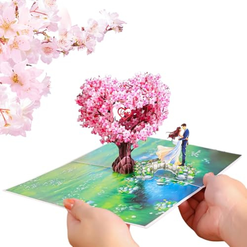 Tarjeta de boda desplegable 3D árbol del amor – Tarjeta de felicitación para boda con sobre, tarjeta de felicitación para aniversario de boda y San Valentín, regalos de boda para los novios