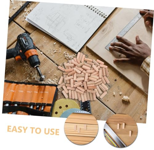 Alipis 300pièces Chevilles Bois Chevilles Rainurées Bois Pour Loisirs Créatifs Projets De Bricolage Et Réparation De Meubles
