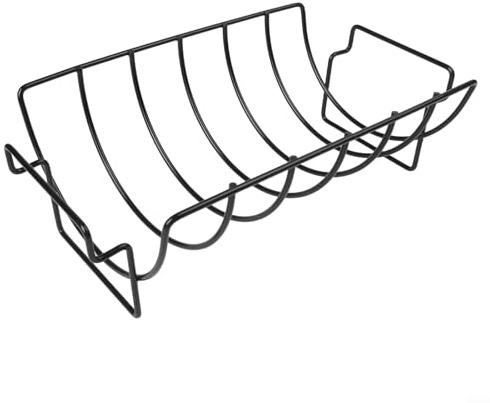 Yuanpgky Grille de cuisson 2 en 1 pour four et barbecue, design en V sans acier, 35 x 19 x 11,4 cm, noir, grille de cuisson pour côtes, poulet, porc