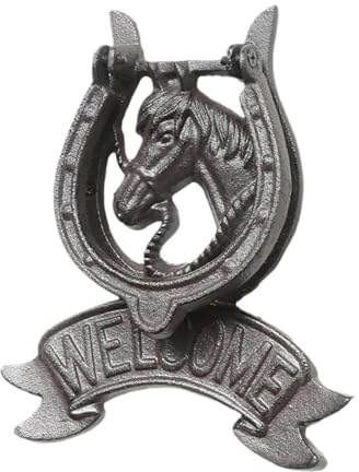 TTETTZ Caballo Cabeza Llamador Puerta Hierro Diseño Vintage Decorativo Robusto Adecuado para Portón Jardín Entrada .5cmx19cm
