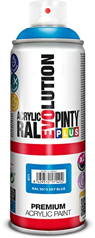 PINTYPLUS EVOLUTION 611 Acryl-Sprühfarbe, glänzend, 520 cc, Sky Blue, Blau Ral 5015, Standard