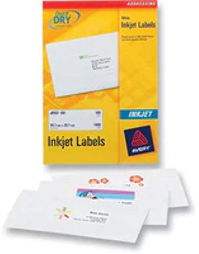 Avery Självhäftande fraktetiketter för paket, bläckstråleskrivare, 1 etikett per A4-ark, 100 etiketter, snabbtorkande (J8167), vit