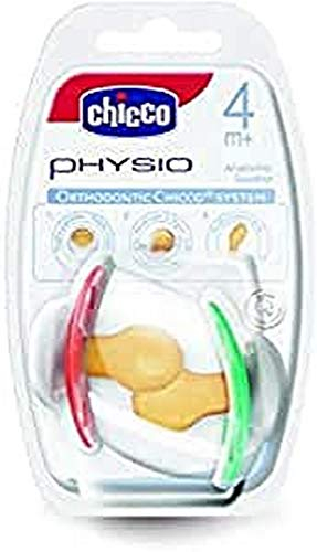 Chicco 60001000000 - Dekor-Beruhigungssauger, Physio orange-grün Latex 4 m+