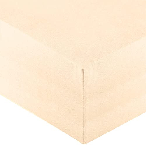 aqua-textil Royal XL Spannbettlaken Boxspringbett Wasserbett 200x220-220x240 cm Natur 210g/qm Jersey Mako Baumwolle Elasthan Spannbetttuch