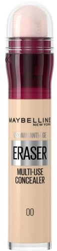 Maybelline Instant Anti-Age Eraser Eye Concealer for Face, Dark Circles, Blemish & Fine Lines Concealer, Full Coverage, Dermatologist Tested, Suitable for Sensitive Skin, Shade: 00 Ivory