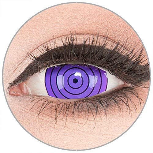 Farbige Kontaktlinsen zu Fasching Karneval Halloween in Topqualität von 'Glamlens' ohne Stärke 1 Paar Crazy Fun Mini Scleara violette 'Violet Rinnegan' 17 mm