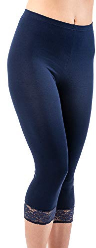HERMKO 5722 Capri-leggings för kvinnor med spets