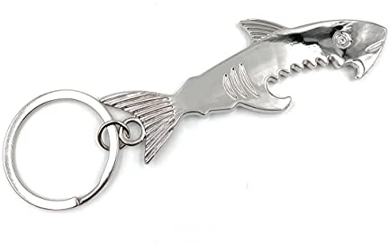 Onwomania Porte-clés requin poisson requin blanc ouvre-bouteille pendentif en métal argenté charme
