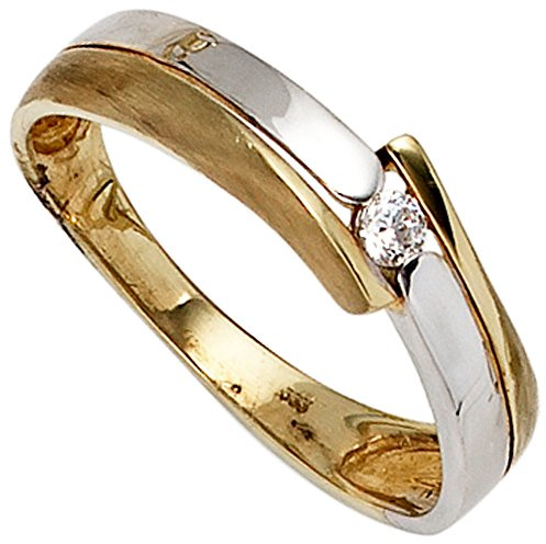 Jobo Damen-Ring aus 8 Karat 333 Gelbgold und Weißgold mit Zirkonia