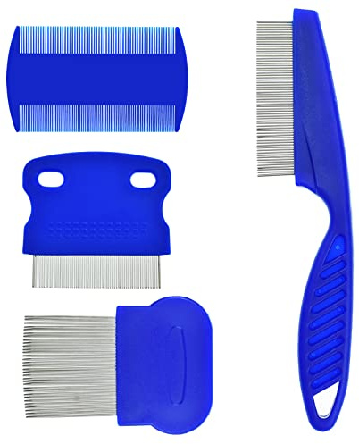 4 Pcs Pet Comb for Cat Dog Flea Lice Tear Stain Remover Combs Fine Tooth Grooming Removal Tool Blue