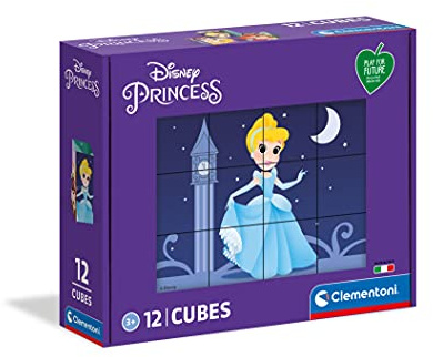 Clementoni - 45012 - Disney Princess, puzzle cubi bambini 3 anni - cubi da 12 pezzi - Play For Future, materiali 100% riciclati - Made in Italy, puzzle bambini, puzzle cartoni animati