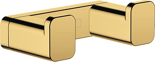 hansgrohe AddStoris - Handtuchhaken doppelt, Handtuchhalter, Bademantelhaken, verdeckte Befestigung, Badezimmer Zubehör, Polished Gold Optic, 41755990