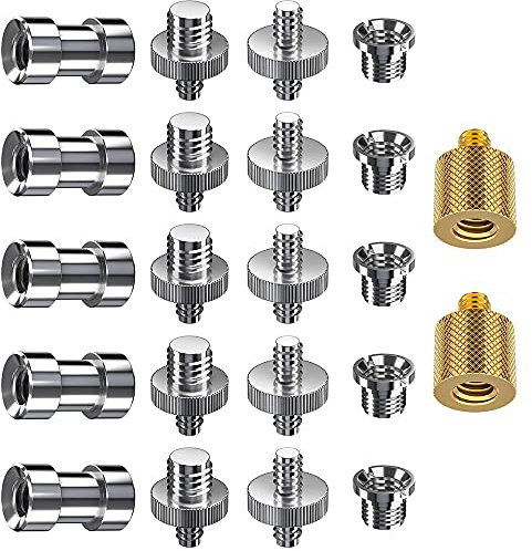 22 Piezas Tornillo y Adaptador de Rosca para Cámara 1/4 a 3/8, para Soporte, Trípode, Micrófono - Convertidor y Accesorios
