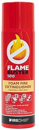 Firechief Flamebuster Multipurpose Fire Extinguisher, 500ml - Aerosol Fire Extinguisher Suitable for Class A, B & F Fires - Immediate Use, Non Toxic & Effective for Home - FAE500B Model