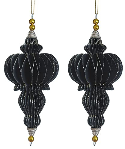 Weihnachtsdeko Baumschmuck -Ornary- 2er-Set Papier 17x14cm schwarz-Gold