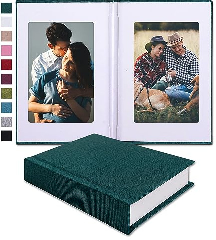Pssoss Small 4x6 Photo Album with Writing Space Holds 30 Photos Ideal for Wedding Theme-Album and Baby Photo Album (Dark Green)