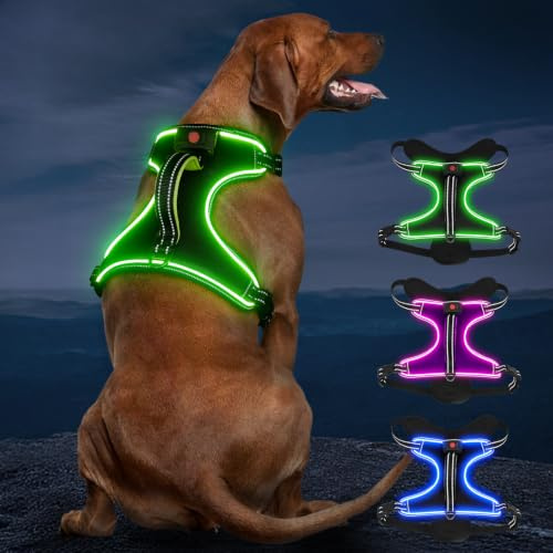 Hundegeschirr Leuchtend Wiederaufladbares Leuchtgeschirr für Hunde Led Beleuchtetes Hundegeschirr für Klein Mittelgroße Große Hunde
