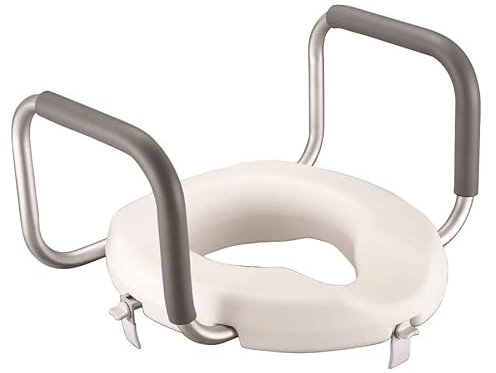 Raised Toilet seat with Padded arm Support Handles- Safety Mobility aid (3 High)