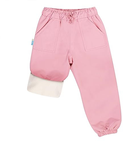 JAN & JUL Girls Waterproof Snow Pants for Kids (Fleece-Lined: Dusty Pink, 6 Years)