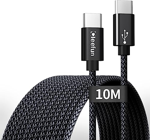 CLEEFUN Cavo USB C USB C 10m, USB 2.0 60W (20V/3A) Ricarica Rapida Cavo USB Type-C 10 Metri per iPhone 16 15 Pro Max, Galaxy S25 S24 S23 S20 S10 A13 A15 A35 A55, i Pad Pro/Air 5 4, MacbookPro/Air