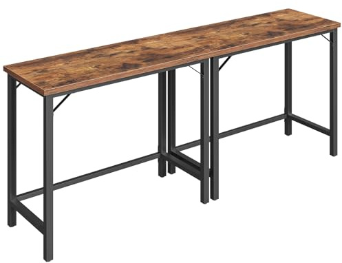 MAHANCRIS Narrow Bar Table, 63-Inch Pub Table for Dining Room, Counter Bar Tables with Sturdy Metal Frame, Connectable Bar Table, Multifunctional Console Table, Rustic Brown BTHR1601