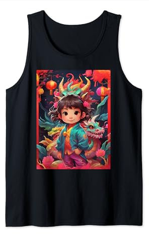 Anime Nouvel An chinois du dragon 2024 Débardeur