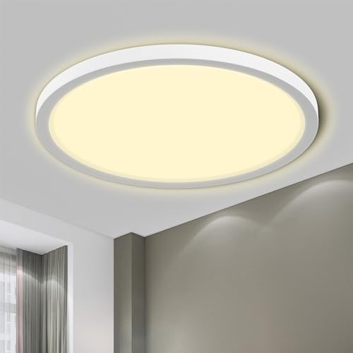 LQWELL® Taklampa LED Taklampa, IP44 Vattentät Badrumslampa Rund Platt 18W 3000K 1980LM Tunn För Vardagsrum Badrum Sovrum Kök Källare Kontor, 220 * 24mm