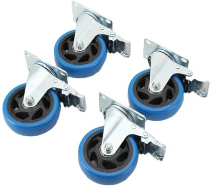 NICCOO Ruote per Carrello 100MM Ruote di trasporto Ruo te girevoli con freno Ru ote pesanti ruot e blu, Ruota freno Ruo te per, Rotelle Pivotanti per Carrello carico massimo 480 kg