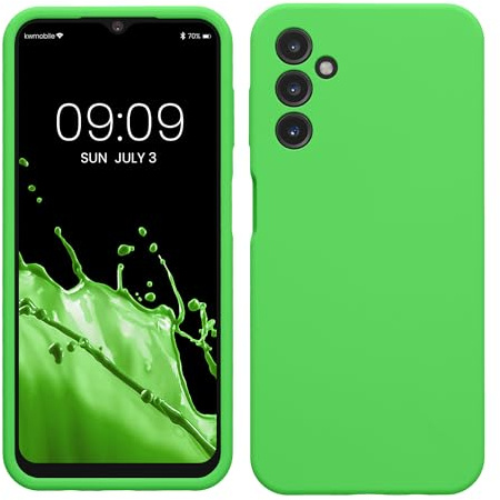 kwmobile Cover per Samsung Galaxy A14 5G Custodia - Back Case per Smartphone in Silicone TPU - Protezione Gommata - verde lime