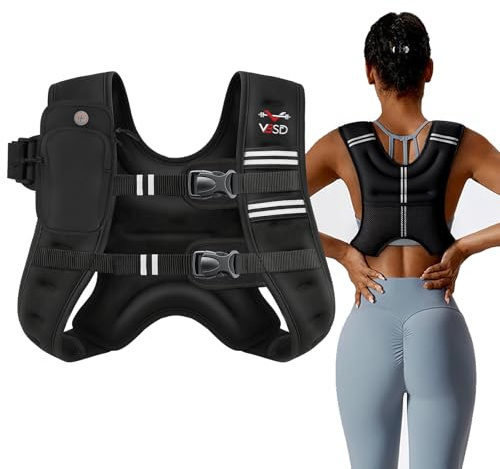VBSD Weighted Vest Woman 16LB Weight Vest for Women Men Body Weight Vests for Walking Strength Training Running Workout Jogging Fitness Black