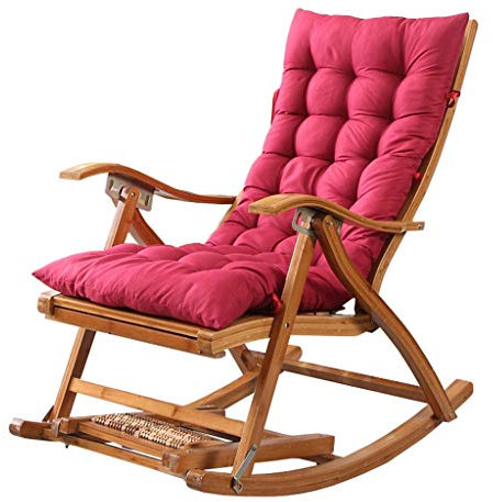 MJMLUCK Klappbarer Schaukelstuhl aus Holz, Sonnenliegen für den Außenbereich, Bequeme, dick gepolsterte Chaiselongue für den Garten mit Fußmassage für Terrasse, Strand, Pool, max. 250 kg (Nr. 1)