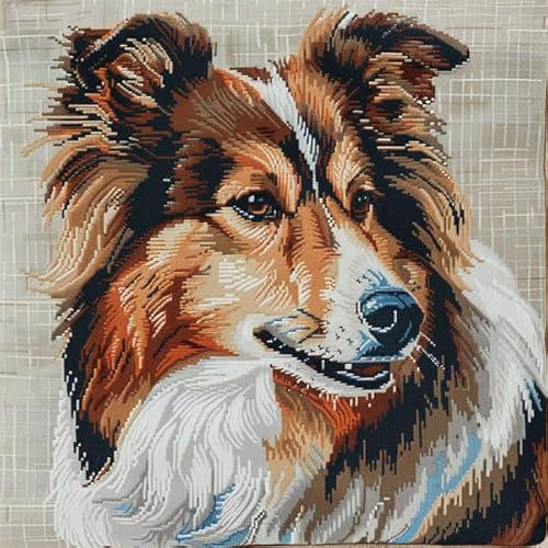 Kitquiver Knüpfkissen Set Hund: 43x43 cm, Macrame Kissen DIY Bastelset für Anfänger, Modernes Design, Unisex, Buntes Tiermuster, Herbst & Winter, Nicht zusammenklappbar