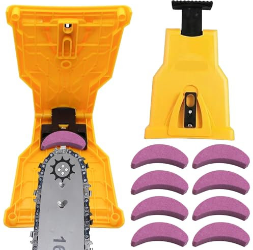 Affuteuse de Chaine Tronconneuse, Universel Affuteur Chaine Tronçonneuse, Aiguiseur Chaine Tronconneuse avec 8 Pierres à Aiguiser, Rapide Aiguiseur Chaîne Outil pour Bûcherons